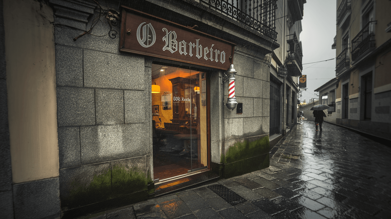 Fachada de O Barbeiro nunha rúa galega